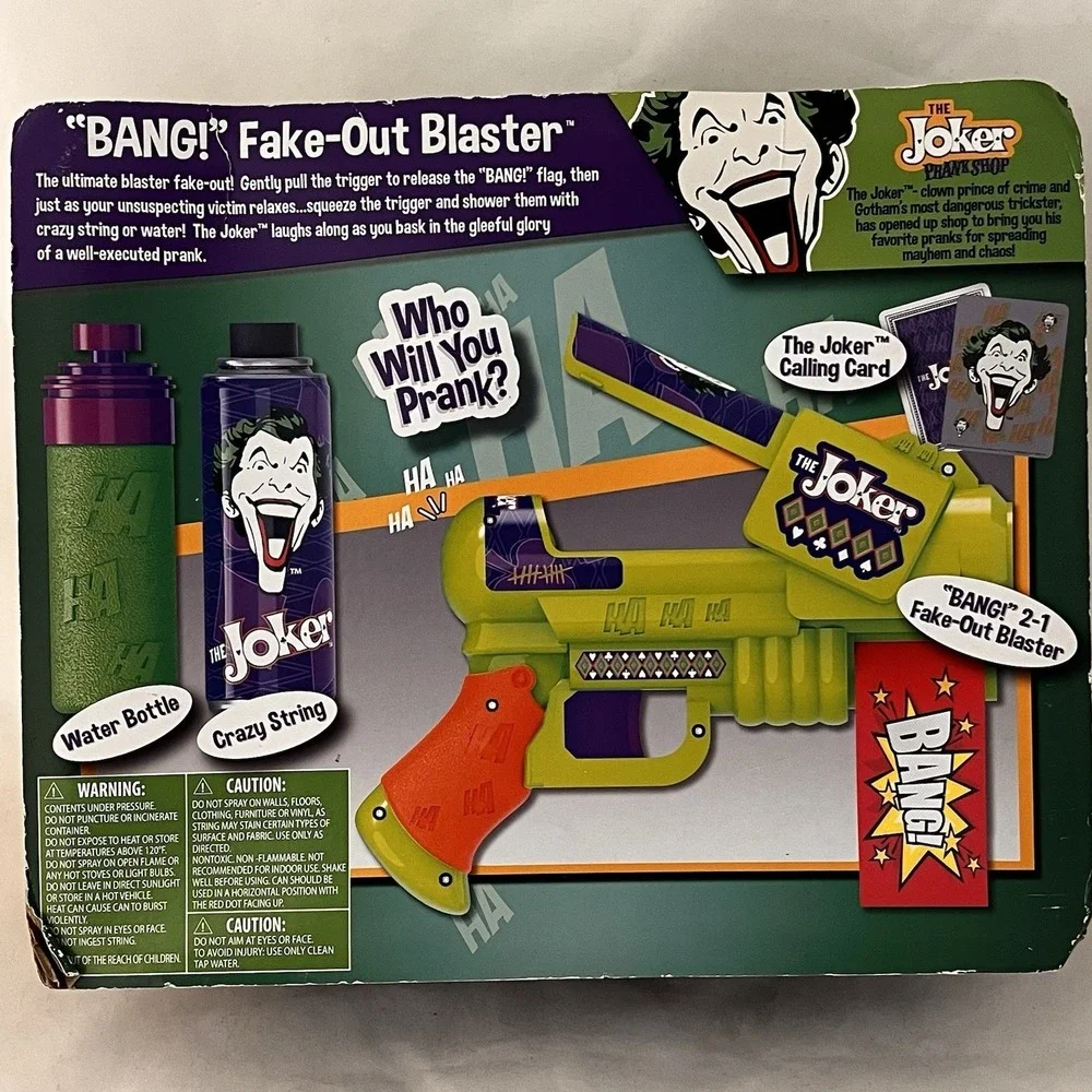 DC Joker Prank‎ Shop BANG Fake Out Blaster Crazy String Water Gun NIP